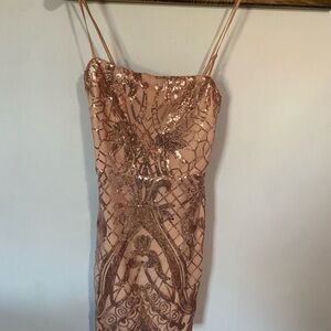 LULUS PINK AND GOLD SEQUIN HOCO MINI DRESS WORN ONCE